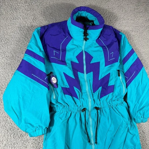Vintage Tyrolia Skiwear Jacket Womens Medium Teal Purple Ski Snowboard - Picture 2 of 10